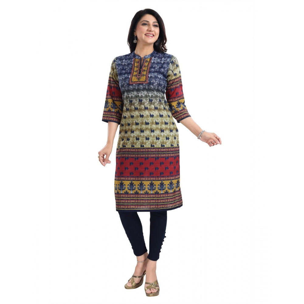 3/4th Sleeve Cotton Blend Tunic Long Kurti