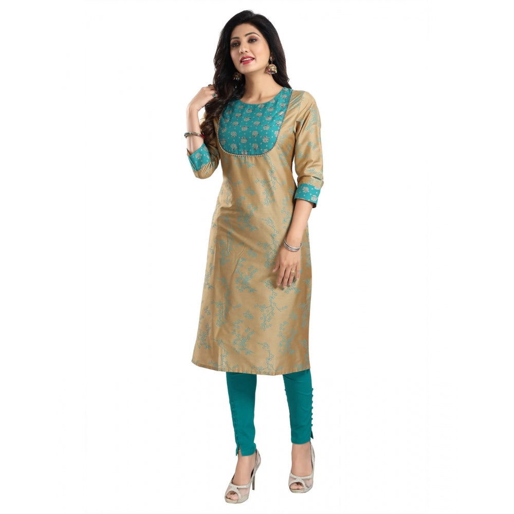 3/4th Sleeve Silk Blend Tunic Long Kurti