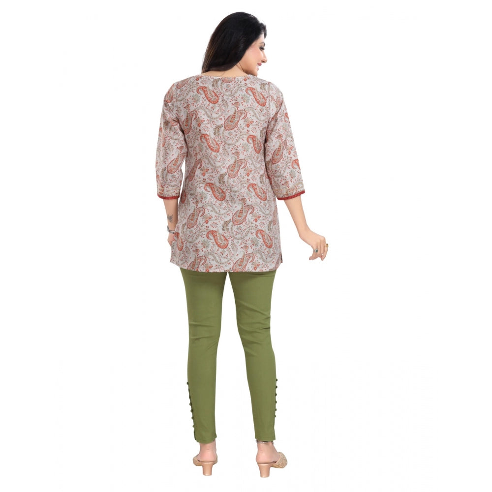 3/4th Sleeve Viscose Blend Tunic Short Top