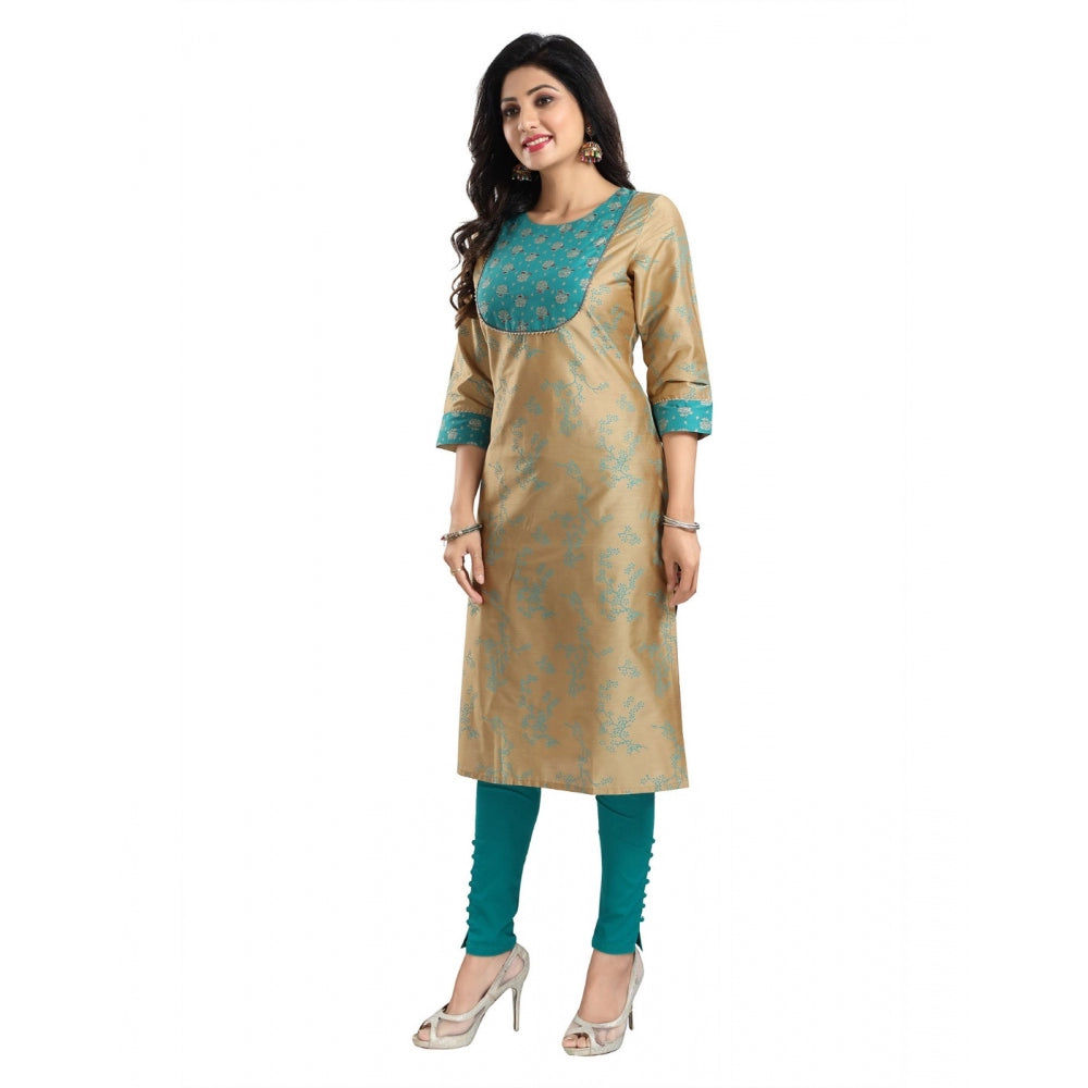 3/4th Sleeve Silk Blend Tunic Long Kurti