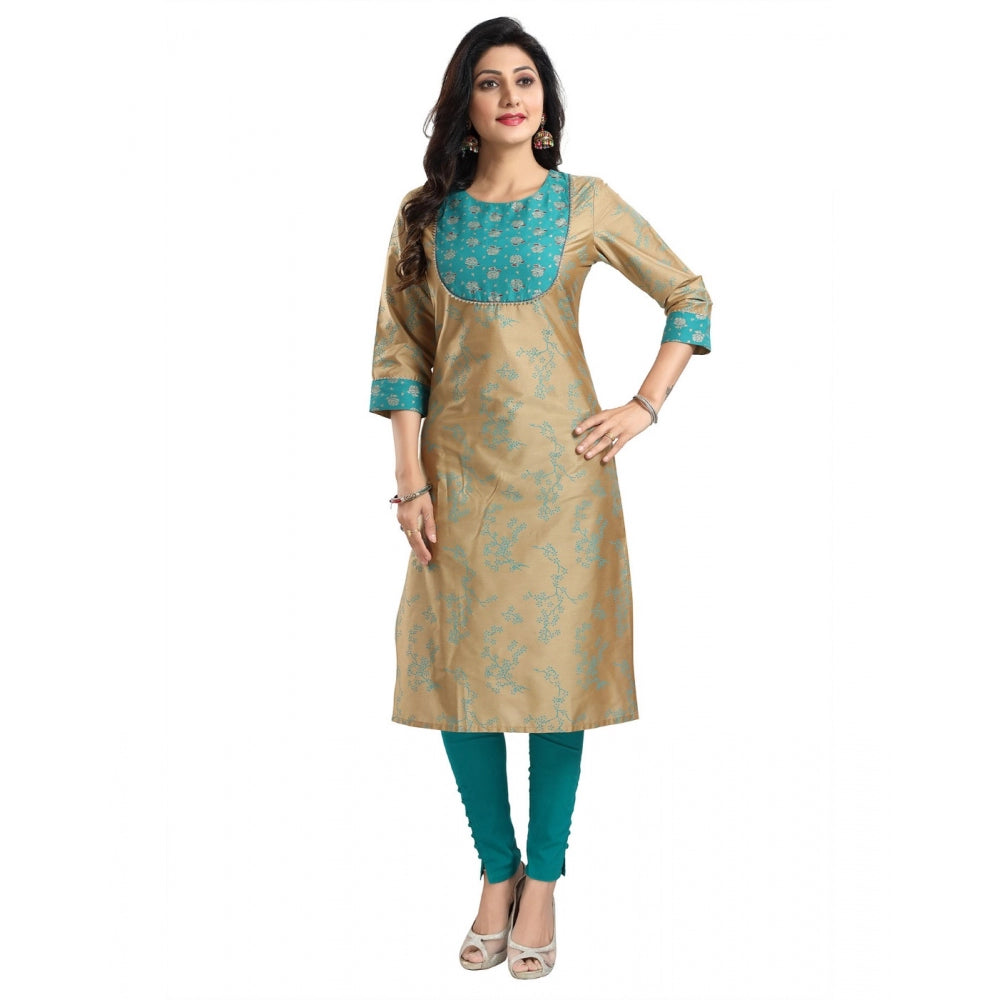 3/4th Sleeve Silk Blend Tunic Long Kurti