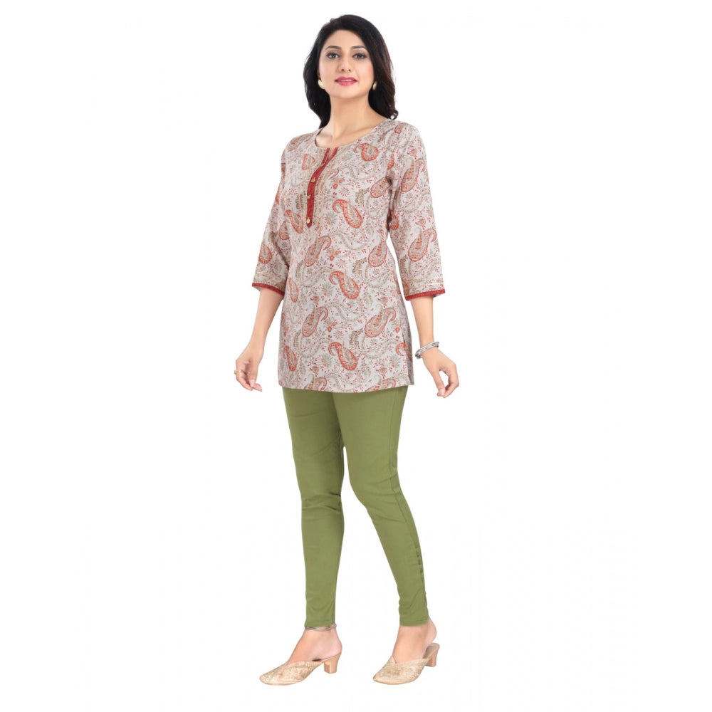 3/4th Sleeve Viscose Blend Tunic Short Top