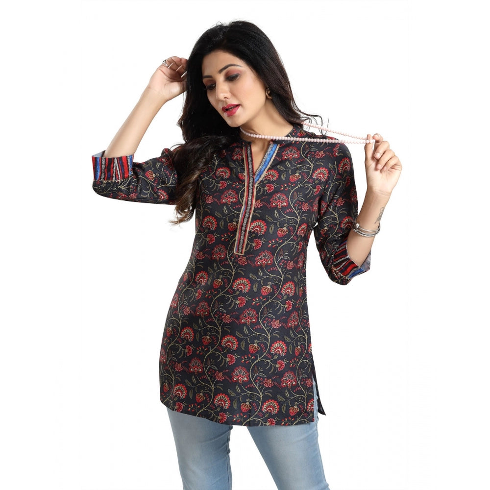 3/4th Sleeve Viscose Blend Tunic Short Top