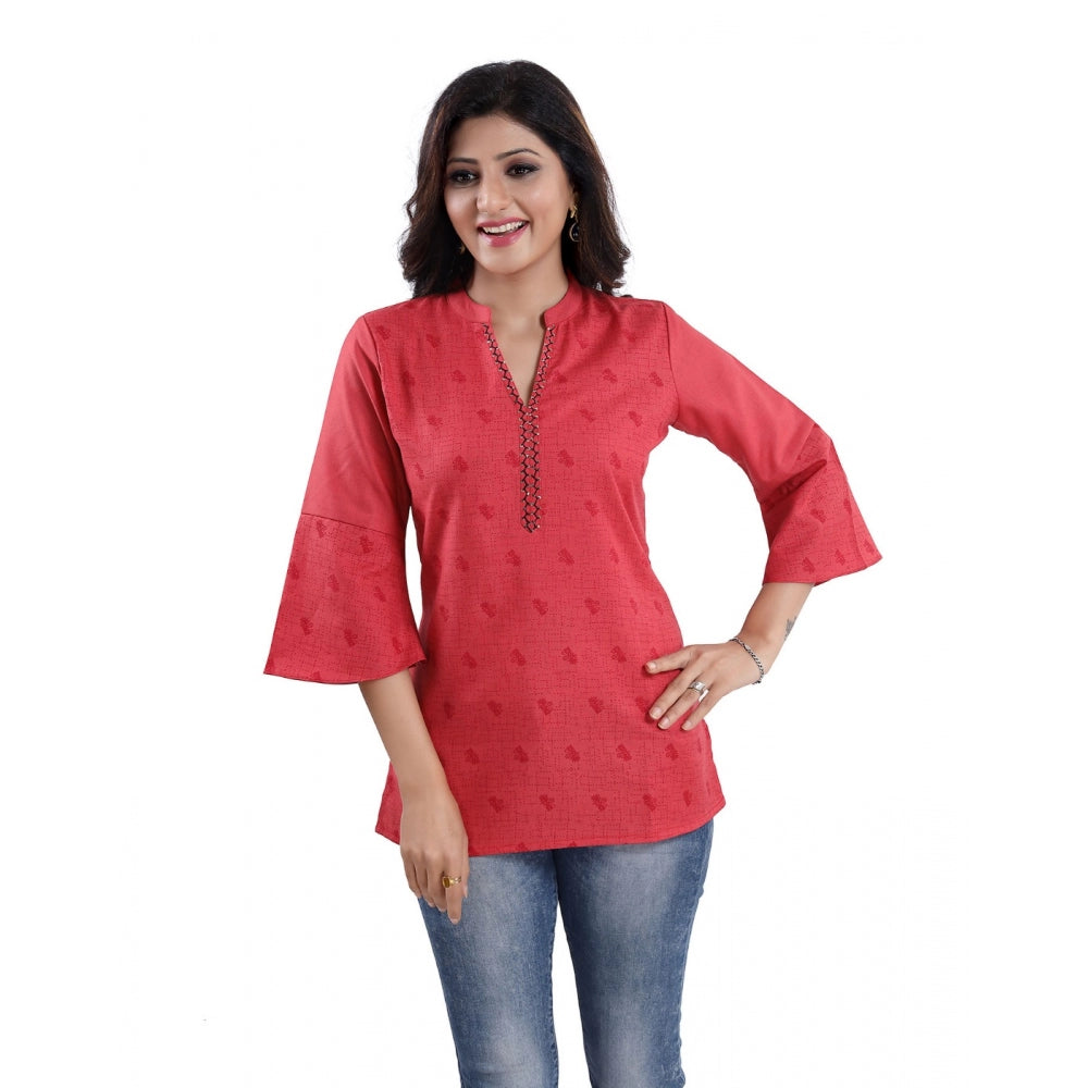 3/4th Sleeve Polyester Blend Tunic Short Top