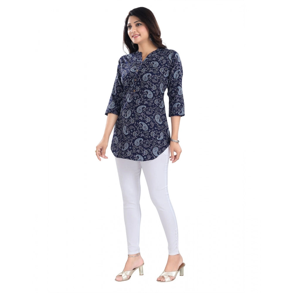 3/4th Sleeve Polyester Tunic Short Top