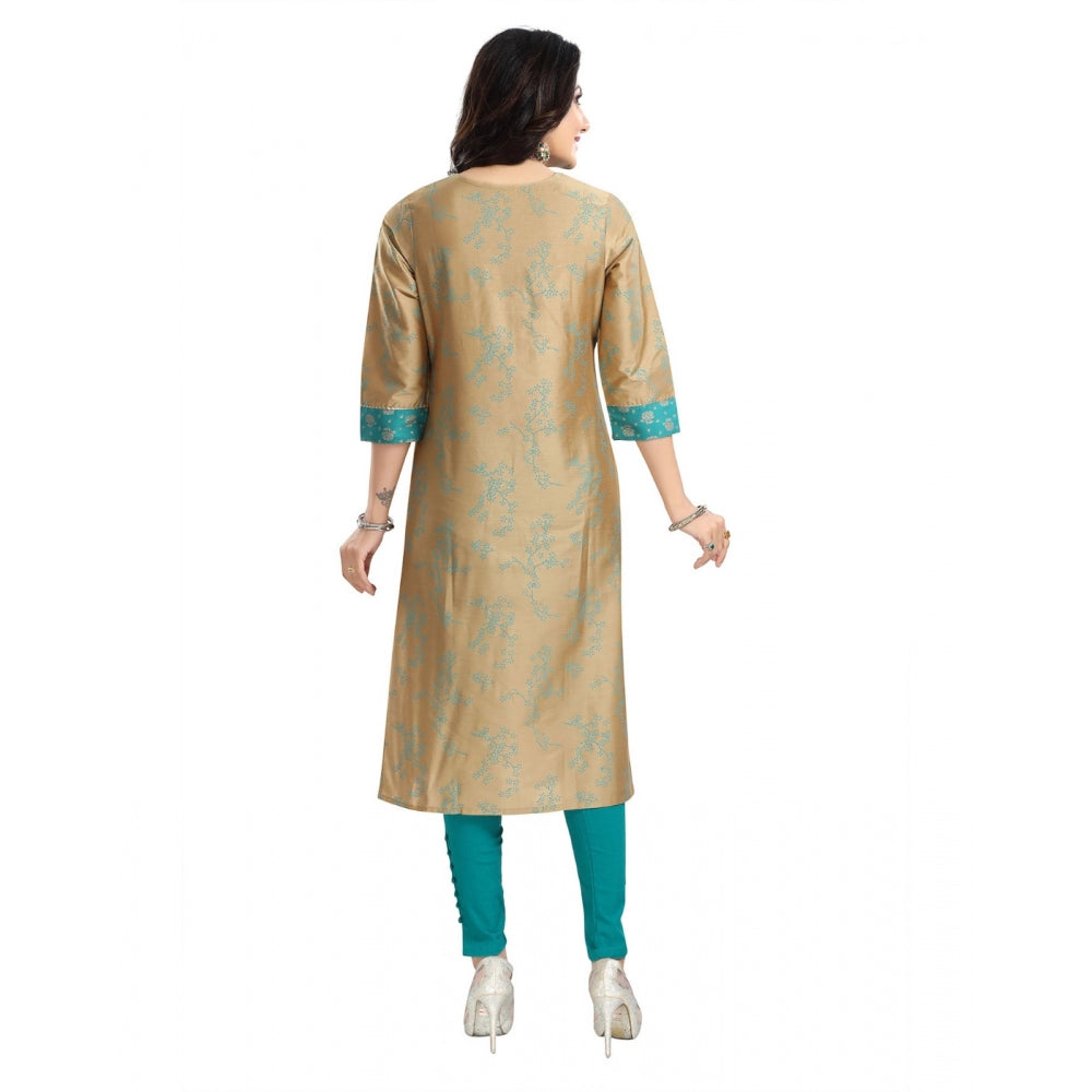 3/4th Sleeve Silk Blend Tunic Long Kurti