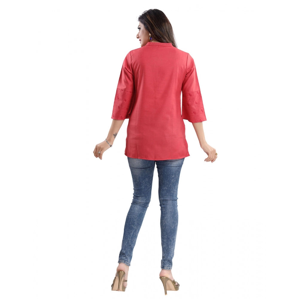 3/4th Sleeve Polyester Blend Tunic Short Top