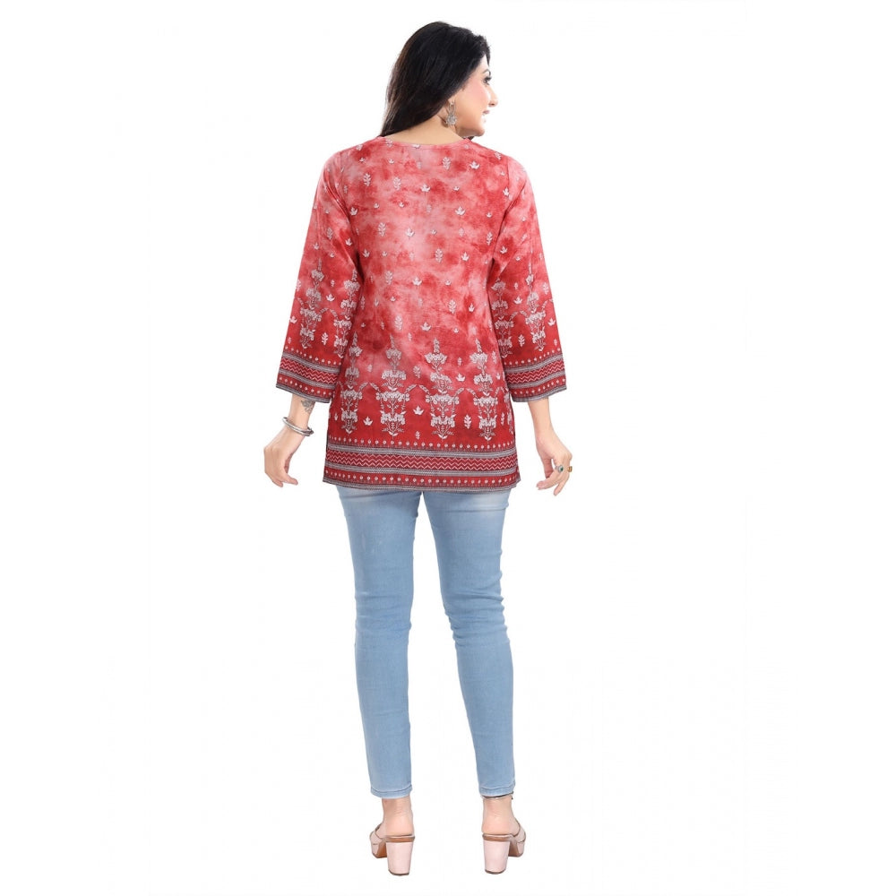 3/4th Sleeve Faux Crepe Tunic Short Top