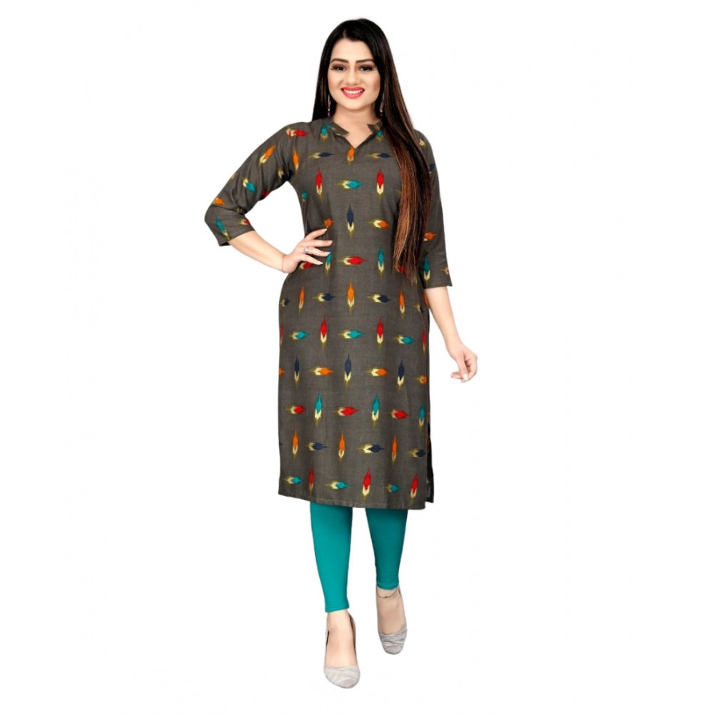 Rayon Foil Printed Straight Kurti