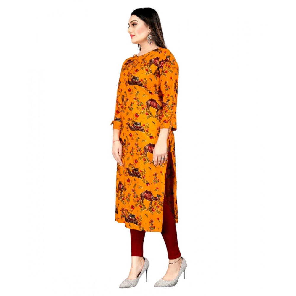 Rayon Foil Printed Straight Kurti