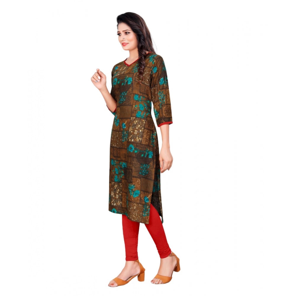 Rayon Foil Printed Straight Kurti