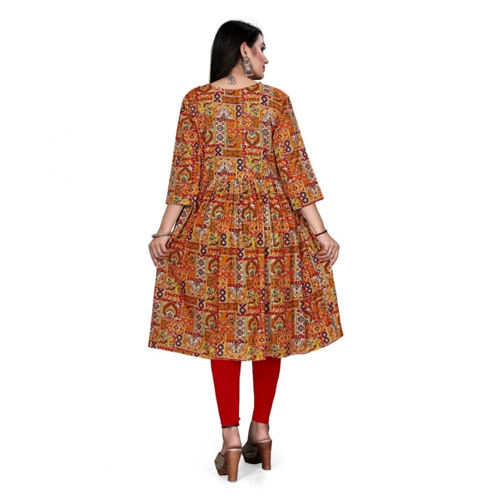 Rayon Foil Printed Straight Kurti