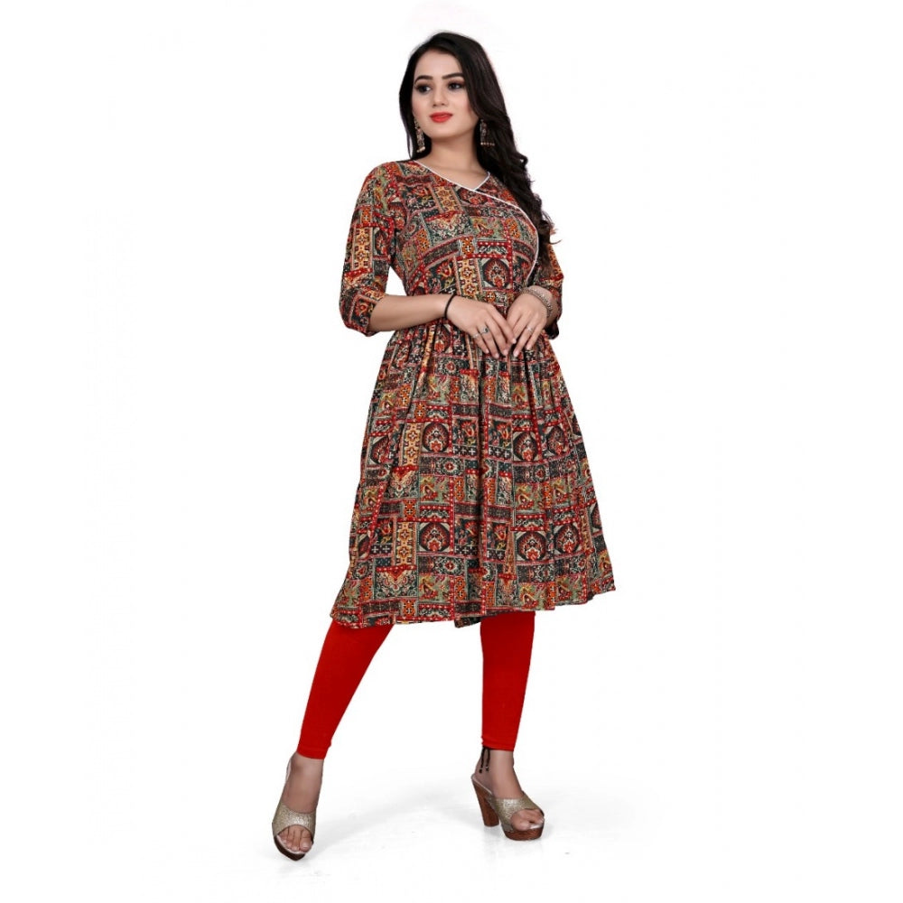 Rayon Foil Printed Straight Kurti