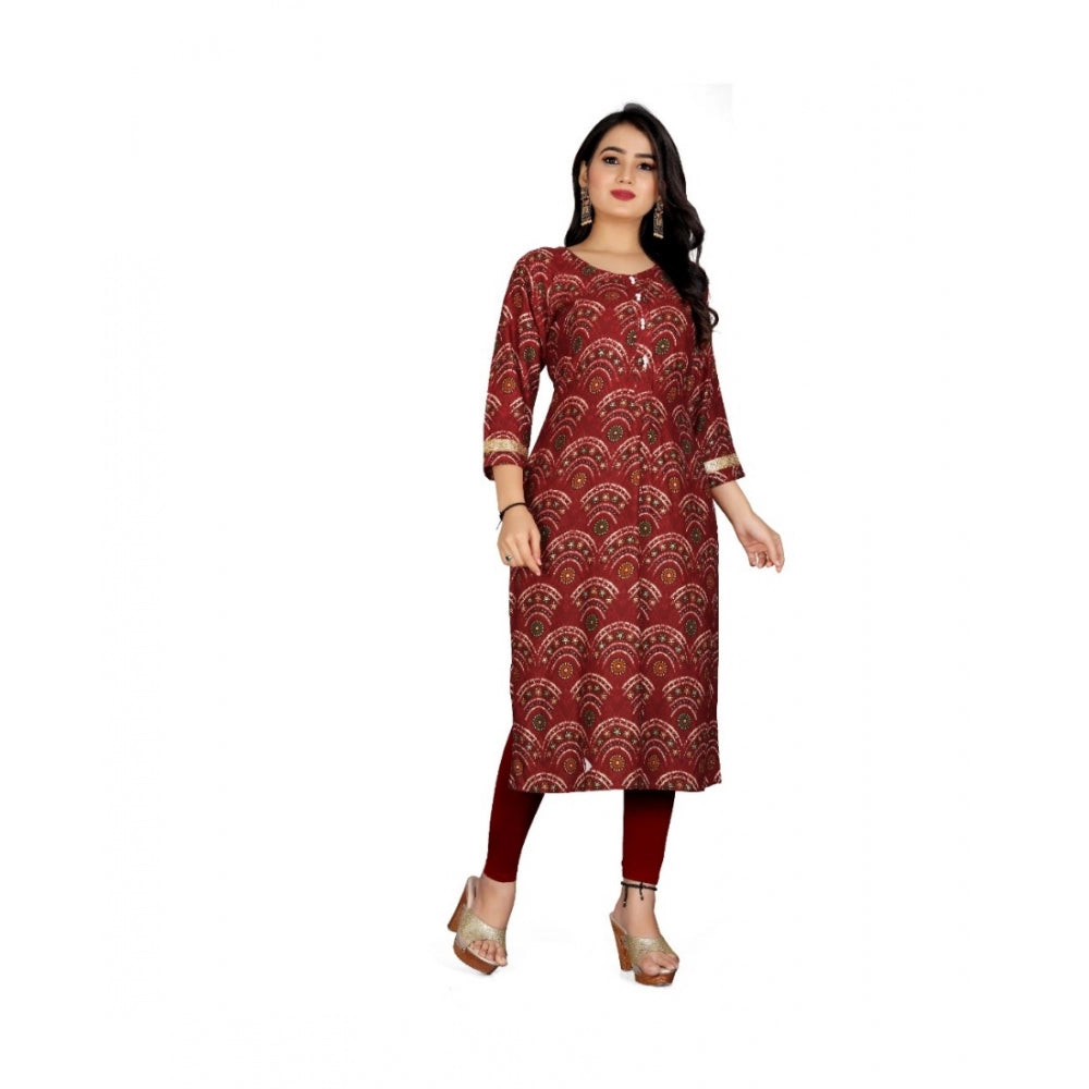 Rayon Foil Printed Straight Kurti