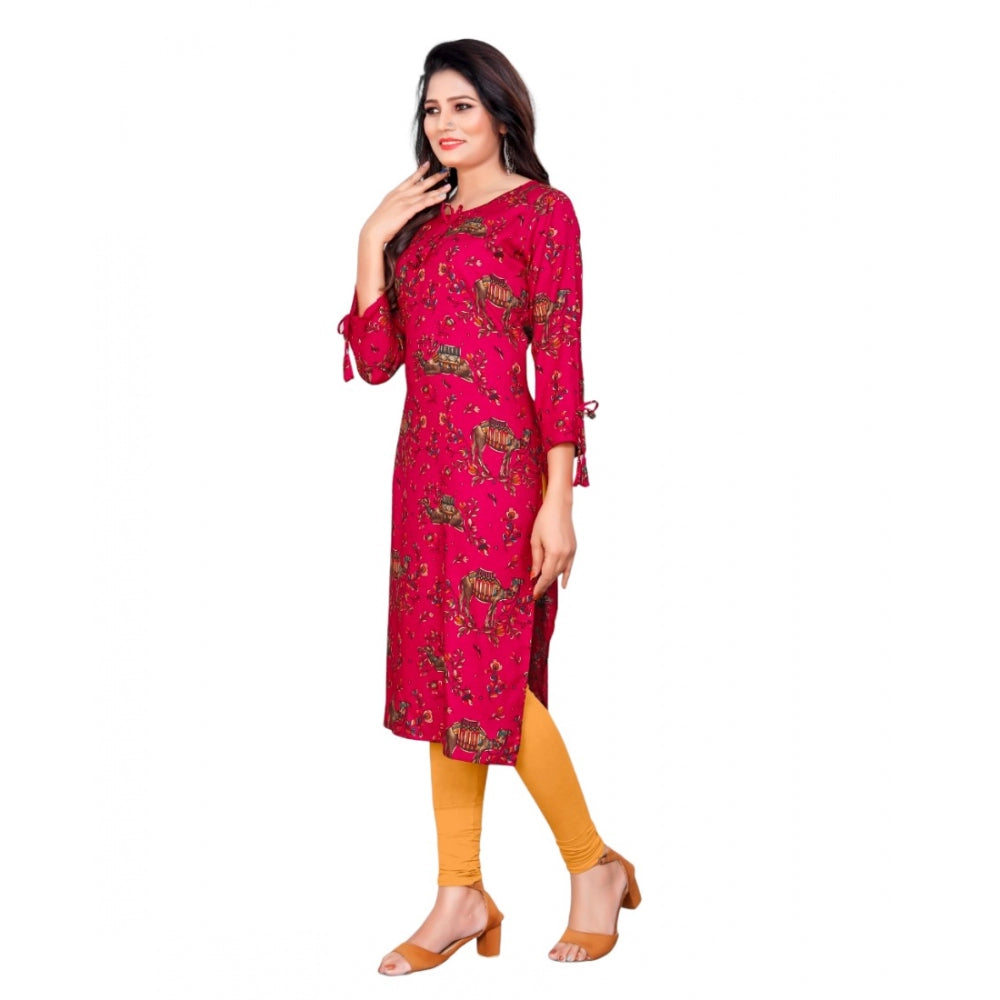 Rayon Foil Printed Straight Kurti