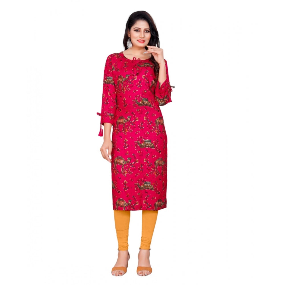 Rayon Foil Printed Straight Kurti