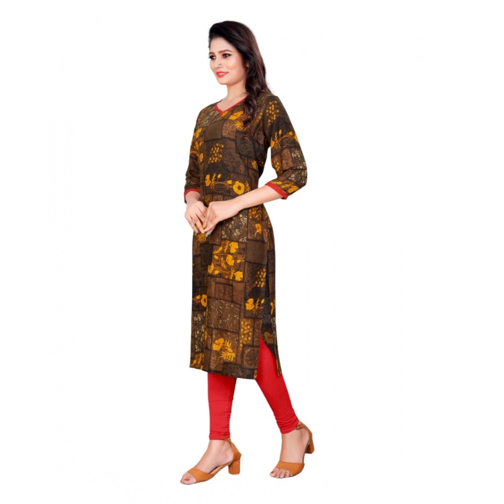 Rayon Foil Printed Straight Kurti