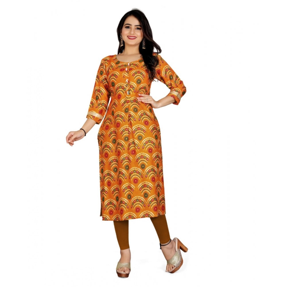 Rayon Foil Printed Straight Kurti