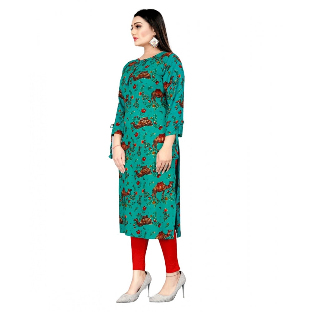 Rayon Foil Printed Straight Kurti