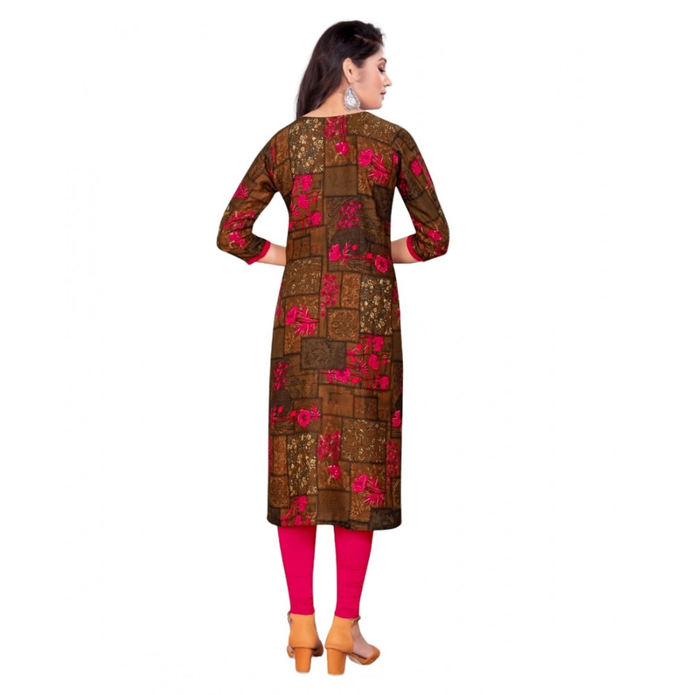 Rayon Foil Printed Straight Kurti