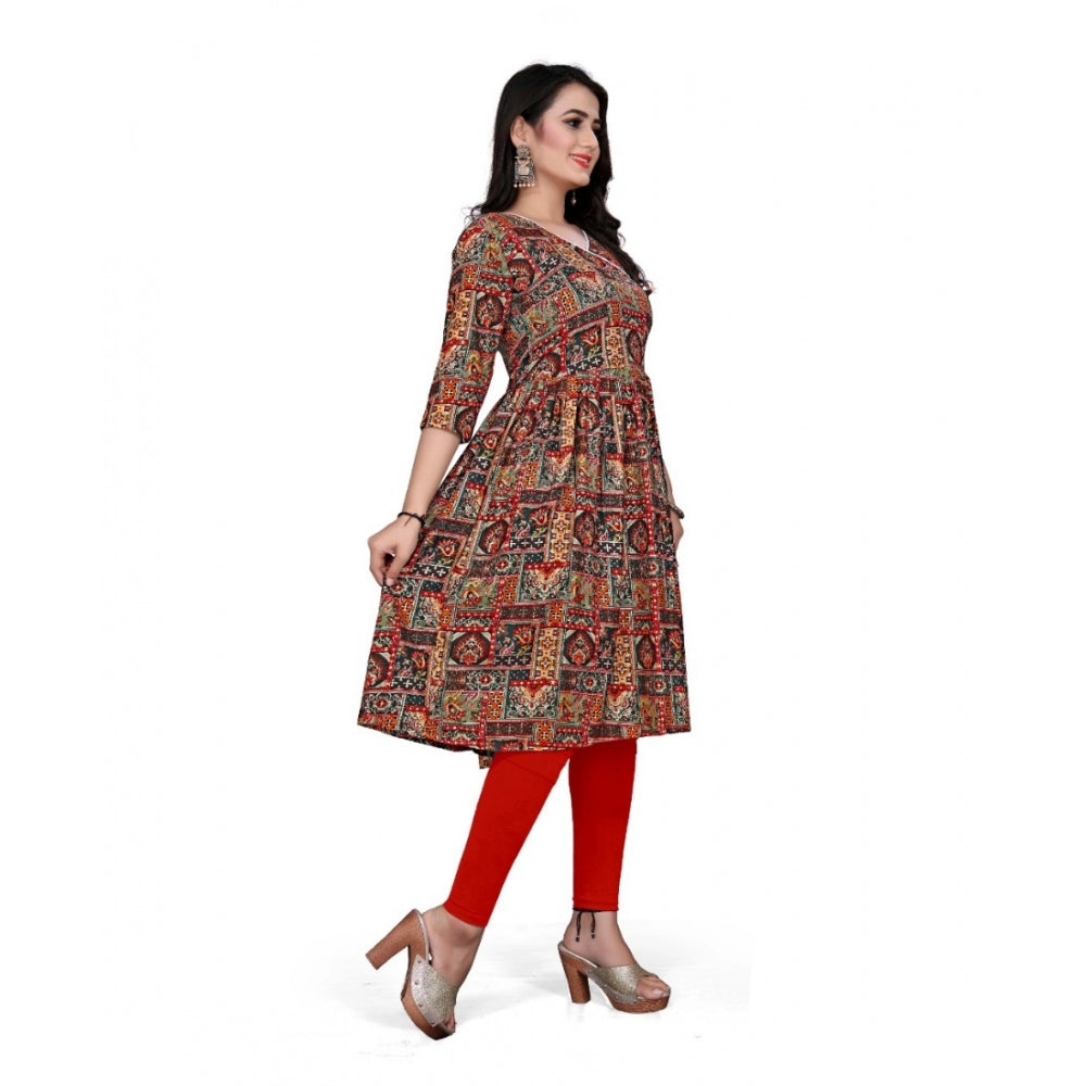 Rayon Foil Printed Straight Kurti