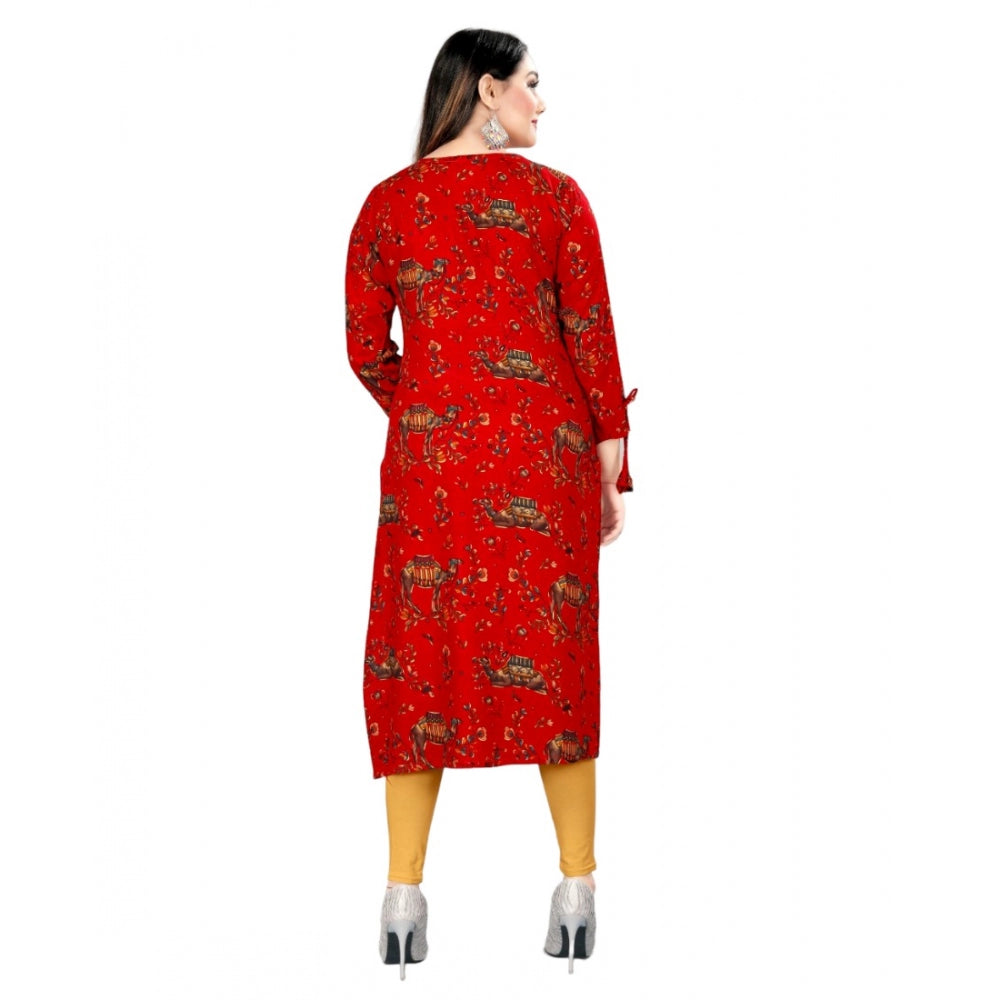 Rayon Foil Printed Straight Kurti