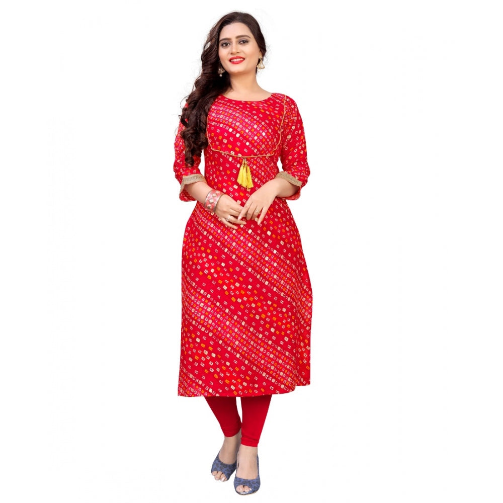 Rayon Foil Printed Straight Kurti