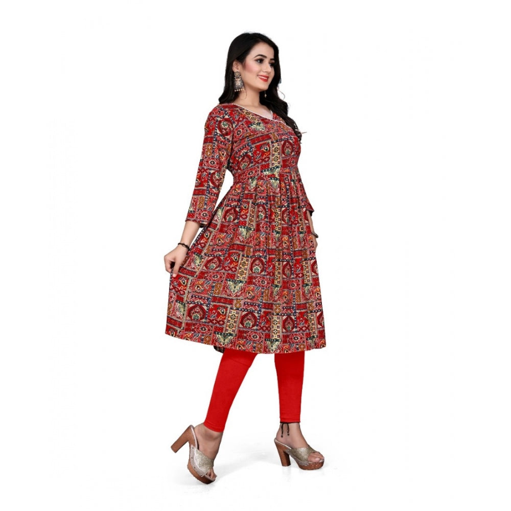 Rayon Foil Printed Straight Kurti