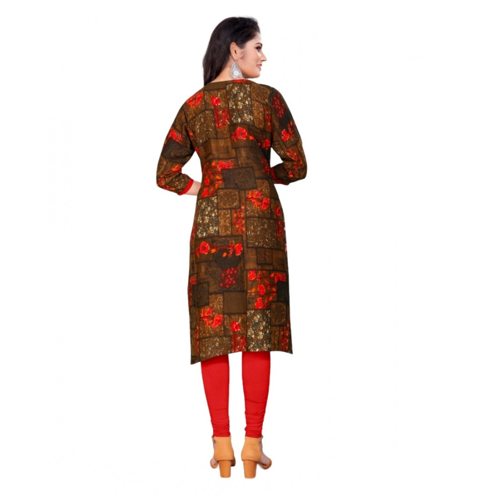 Rayon Foil Printed Straight Kurti