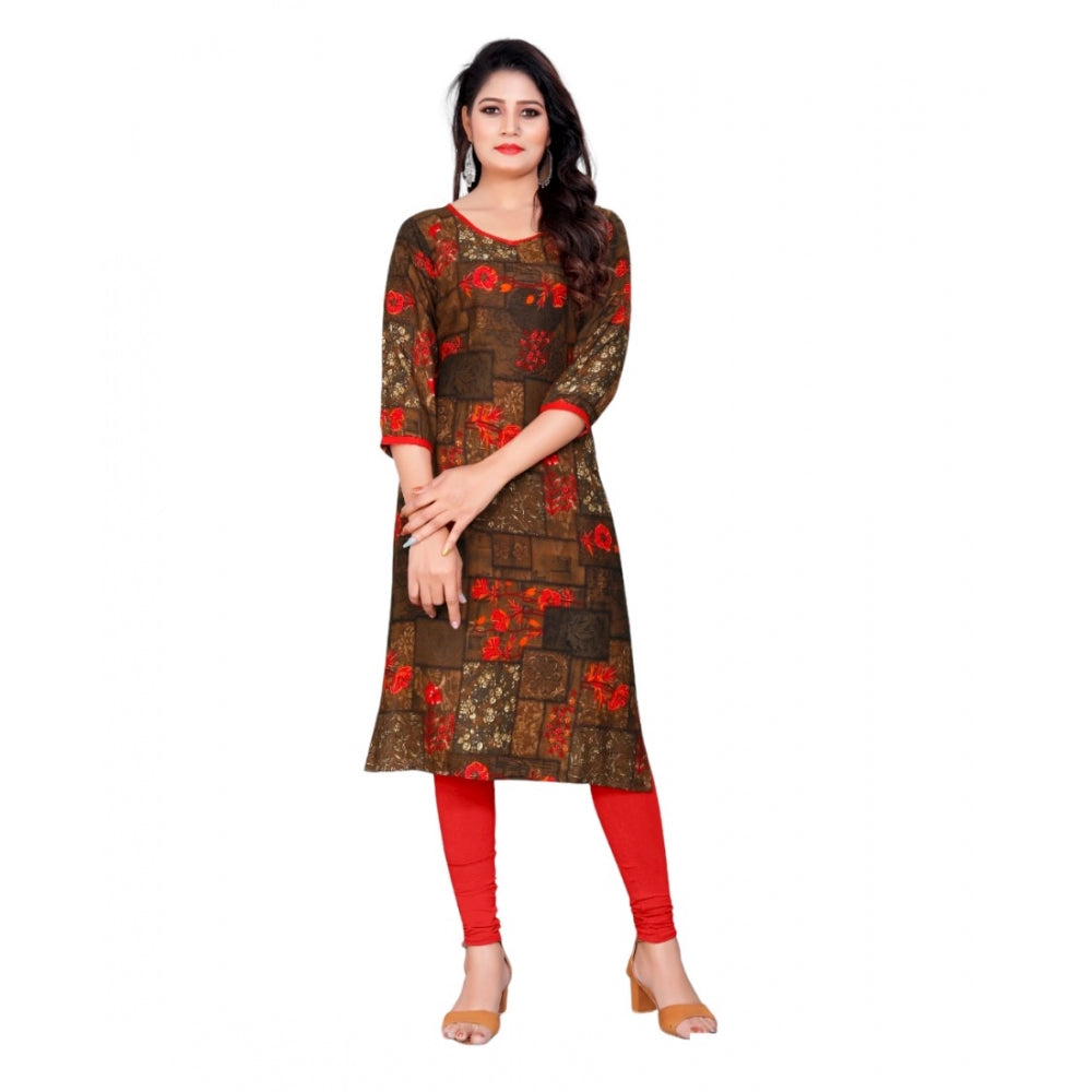 Rayon Foil Printed Straight Kurti