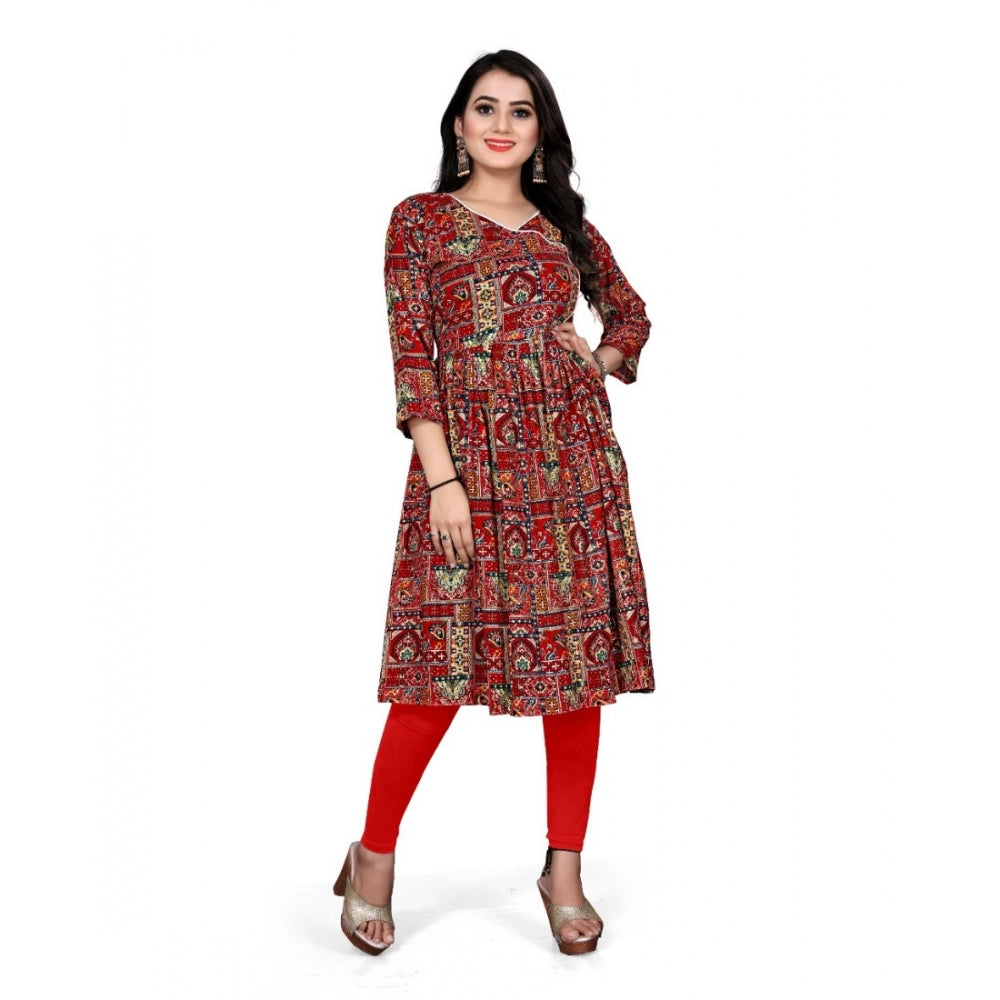 Rayon Foil Printed Straight Kurti