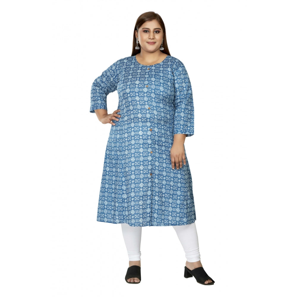 Casual 3/4th Sleeve Regular Printed Pure Cotton Prince Cut A-Line Kurti