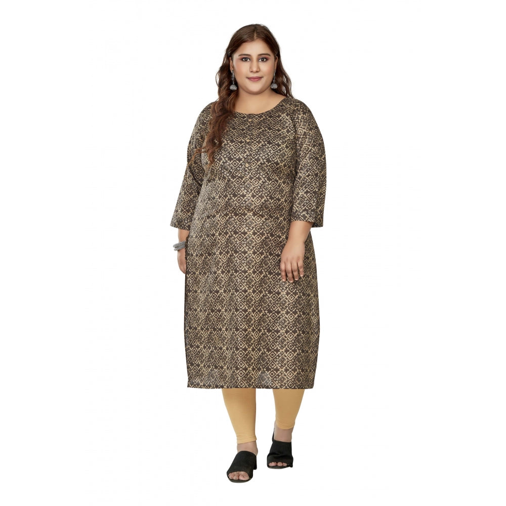 Casual 3/4th Sleeve Golden Foil Printed Capsule Cotton Straight Kurti