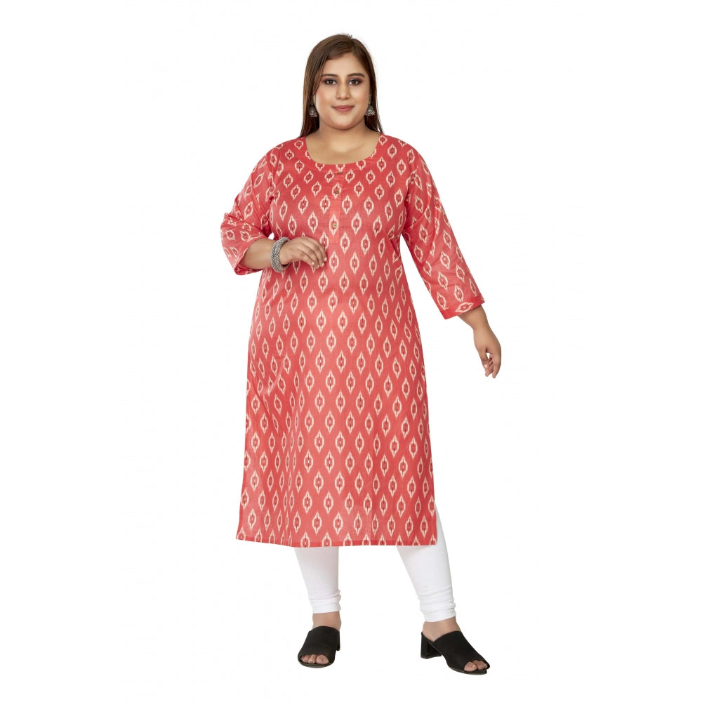 Casual 3/4th Sleeve Ikkat Printed Pure Cotton Straight Kurti