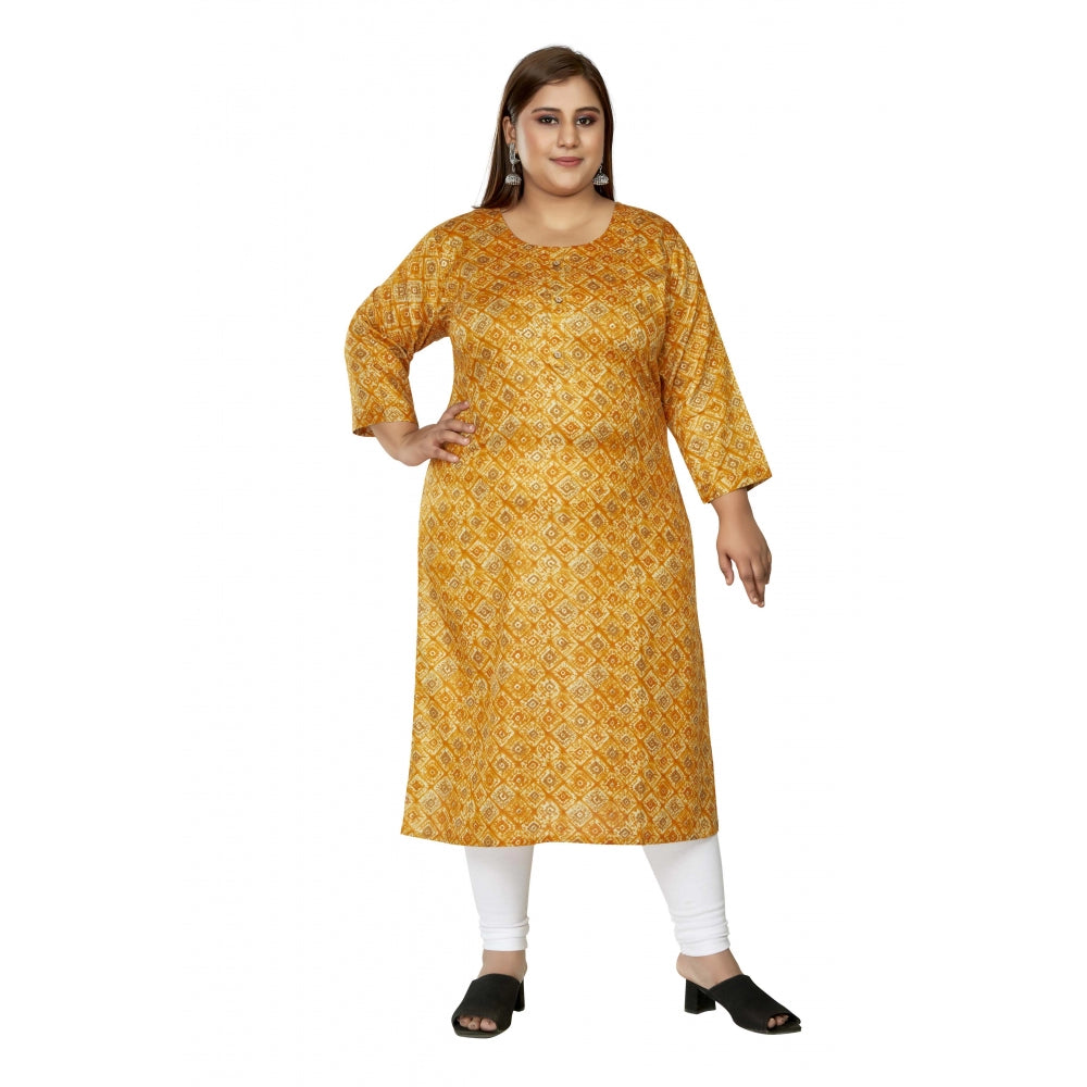 Casual 3/4th Sleeve Golden Foil Printed Capsule Cotton Straight Kurti