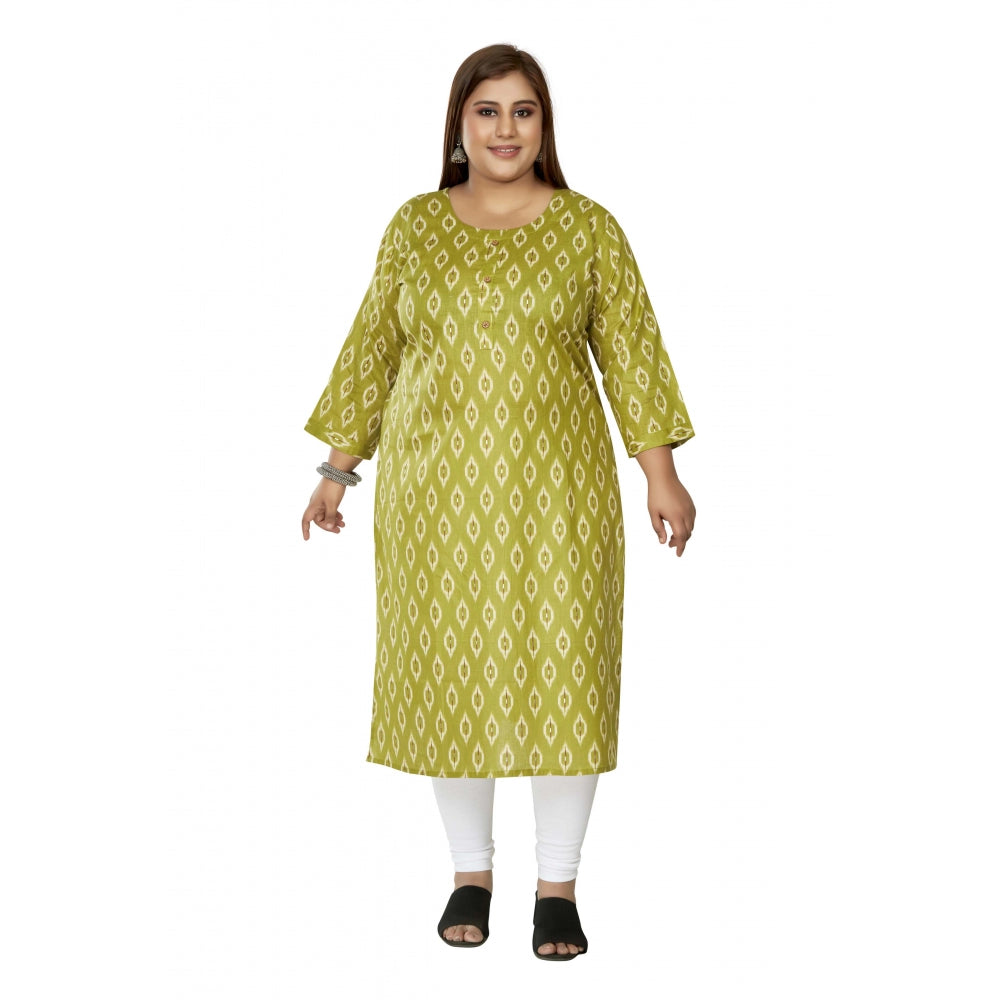 Casual 3/4th Sleeve Ikkat Printed Pure Cotton Straight Kurti