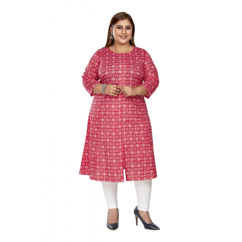 Casual 3/4th Sleeve Regular Printed Pure Cotton Prince Cut A-Line Kurti