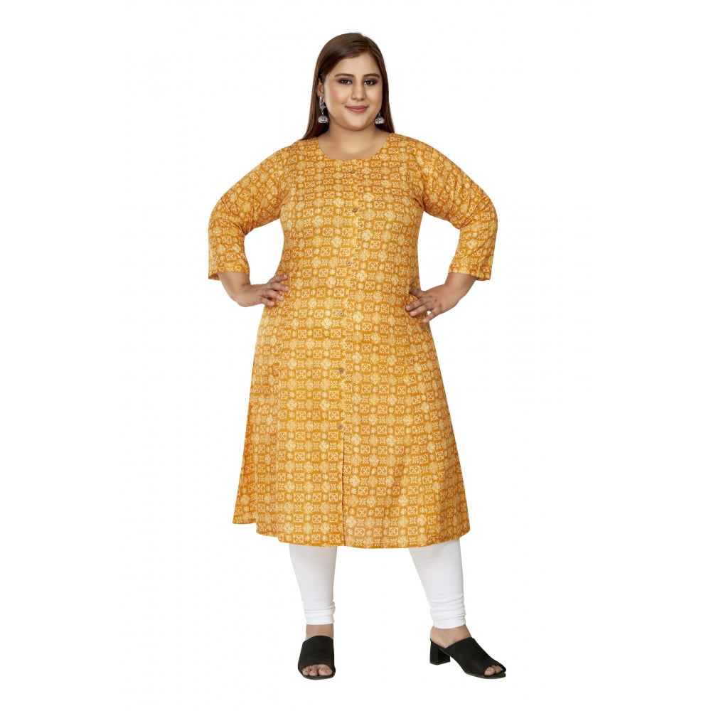 Casual 3/4th Sleeve Regular Printed Pure Cotton Prince Cut A-Line Kurti