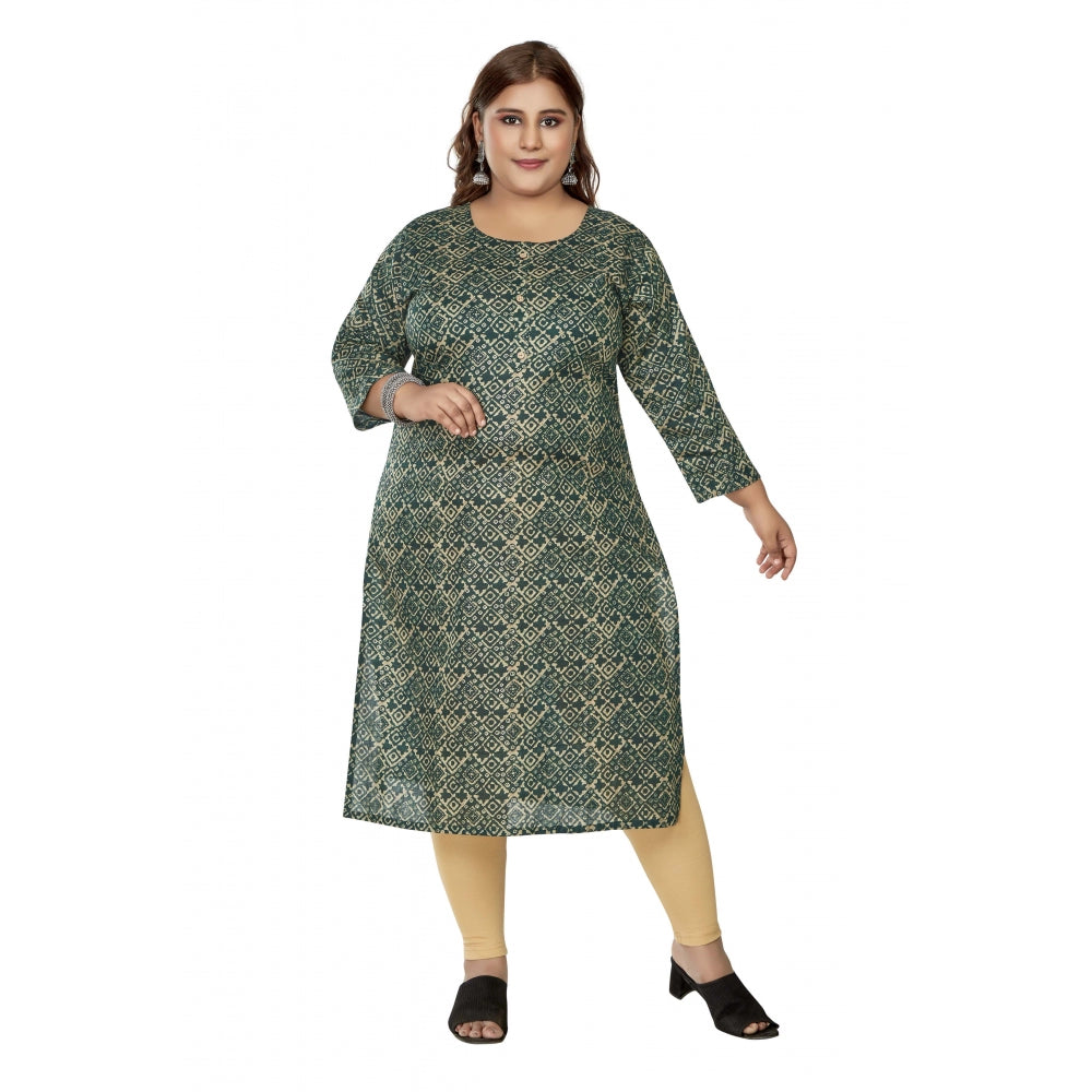 Casual 3/4th Sleeve Golden Foil Printed Capsule Cotton Straight Kurti