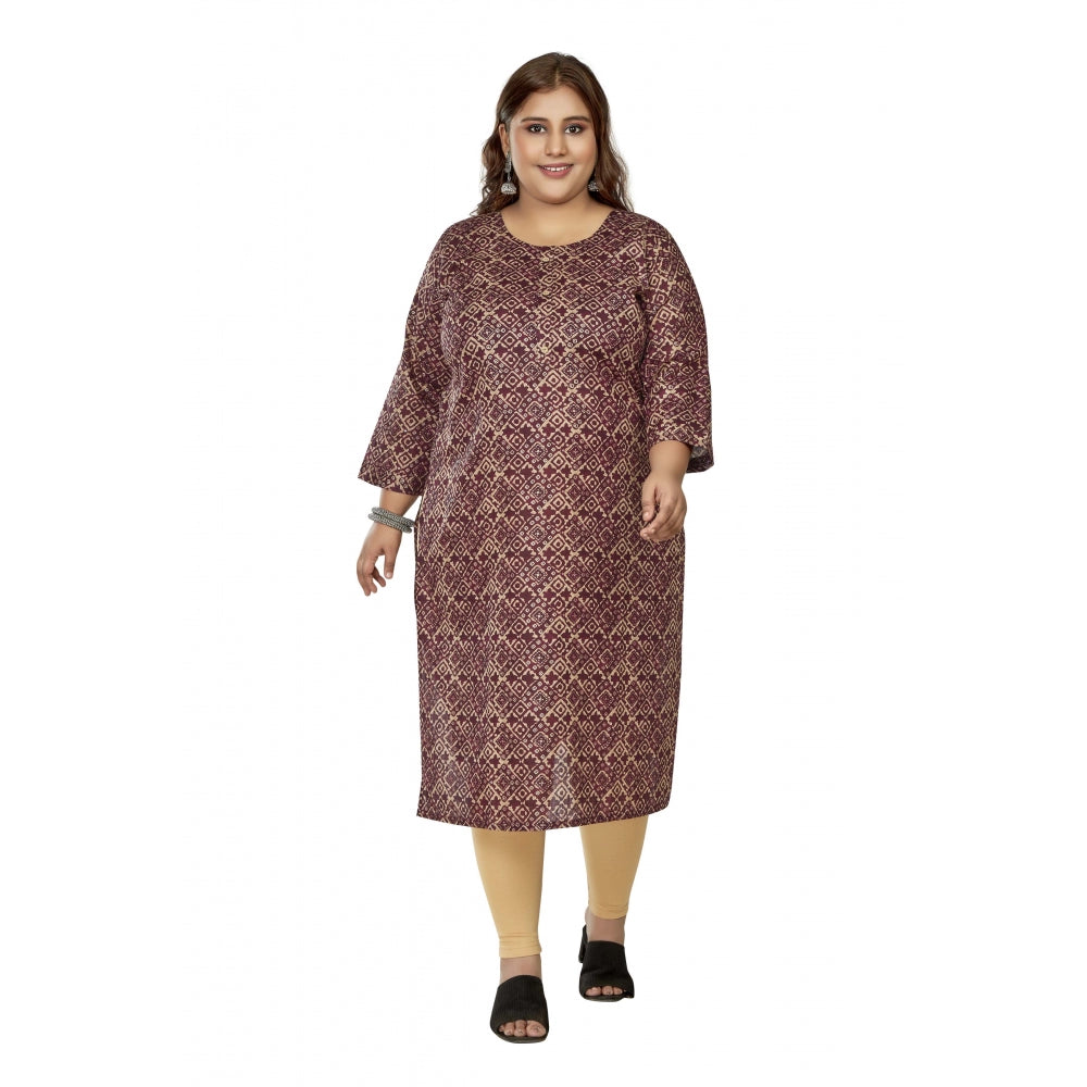 Casual 3/4th Sleeve Golden Foil Printed Capsule Cotton Straight Kurti