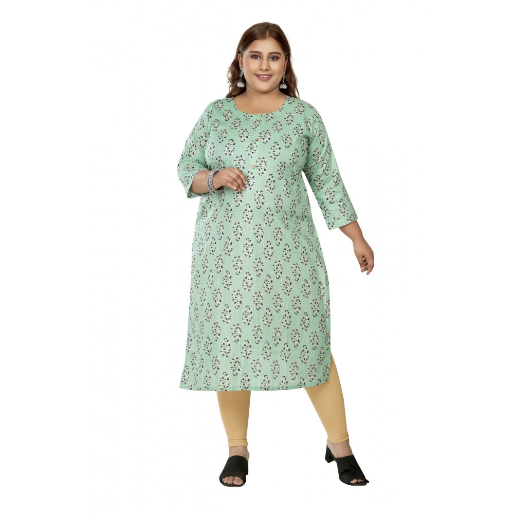 Casual 3/4th Sleeve Golden Foil Printed Pure Cotton Straight Kurti