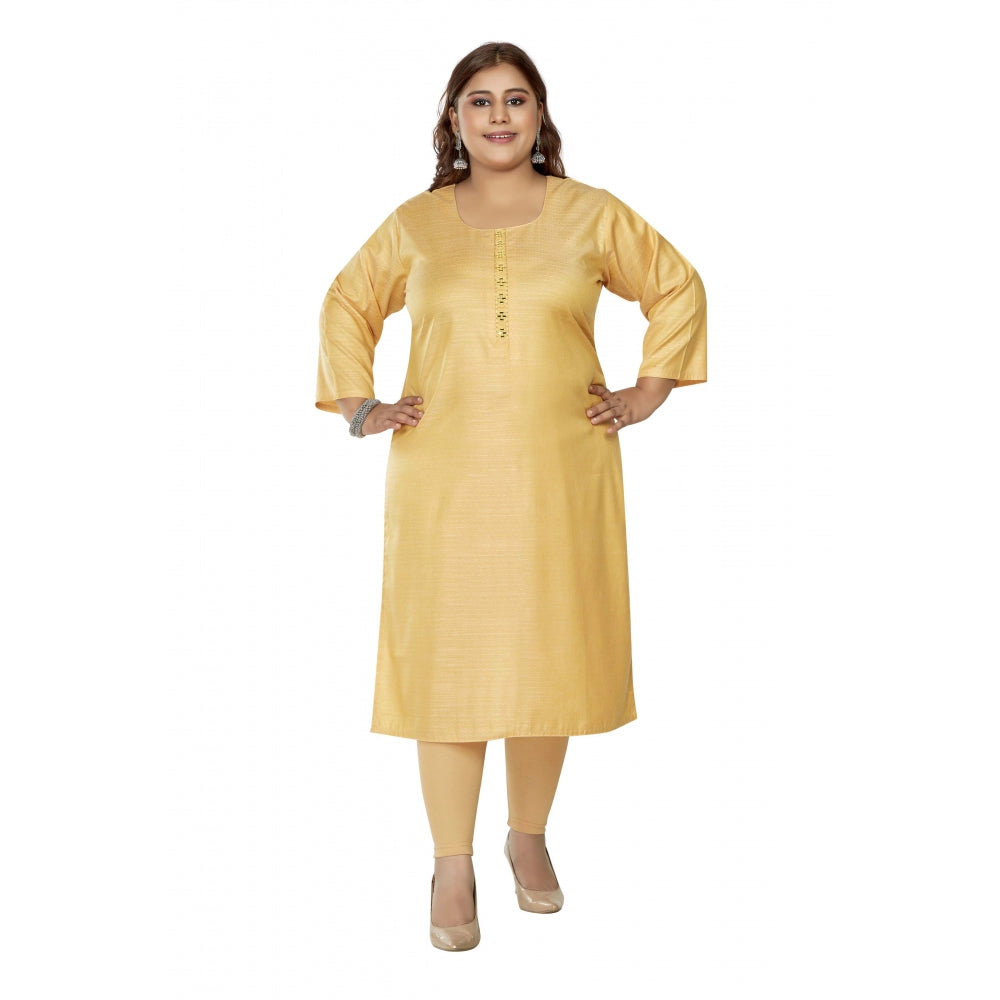 Casual 3/4th Sleeve Mirror Embroided Rayon Straight Kurti