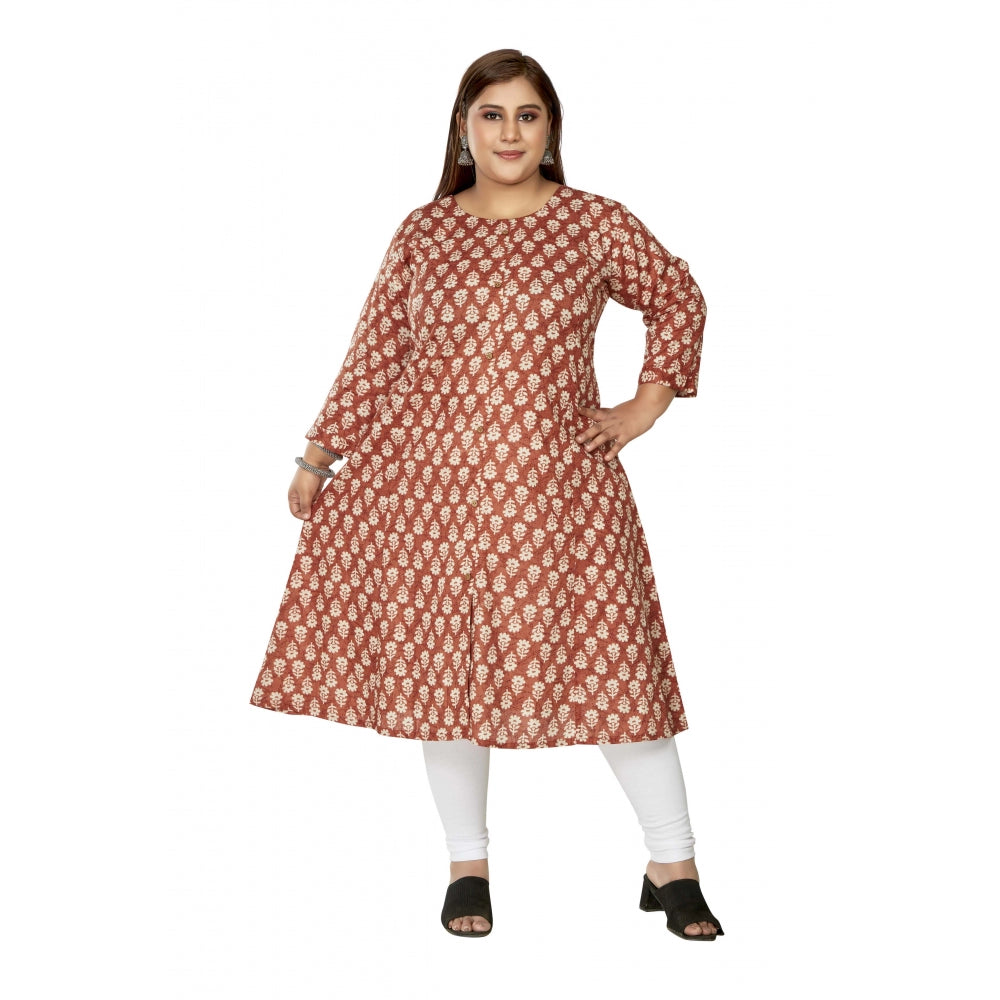 Casual 3/4th Sleeve Printed Pure Cotton Prince Cut A-Line Kurti