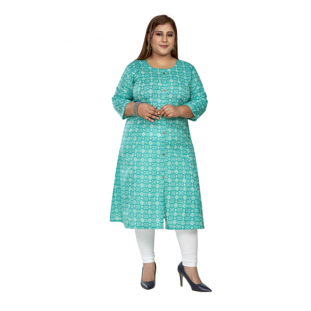 Casual 3/4th Sleeve Regular Printed Pure Cotton Prince Cut A-Line Kurti