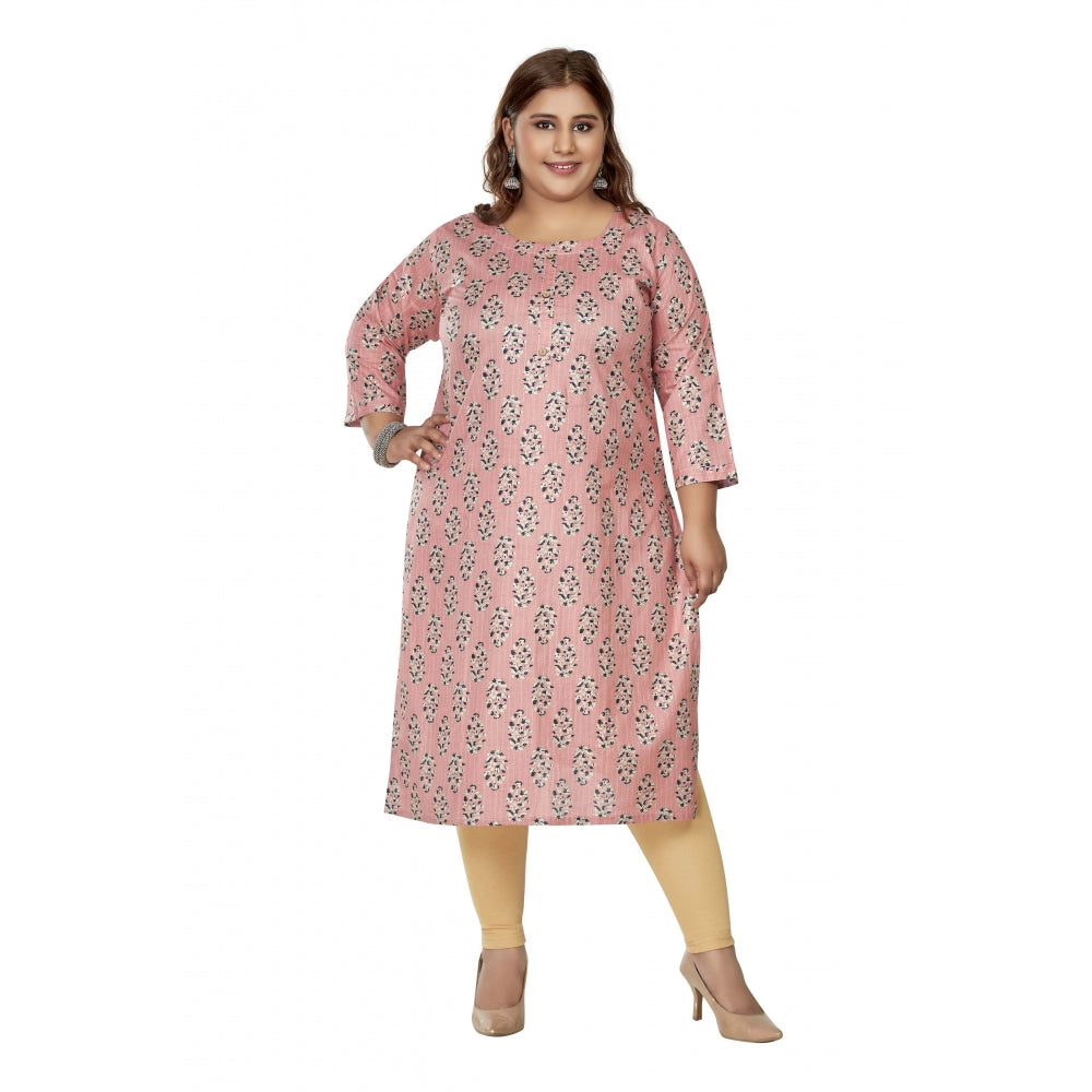 Casual 3/4th Sleeve Golden Foil Printed Pure Cotton Straight Kurti