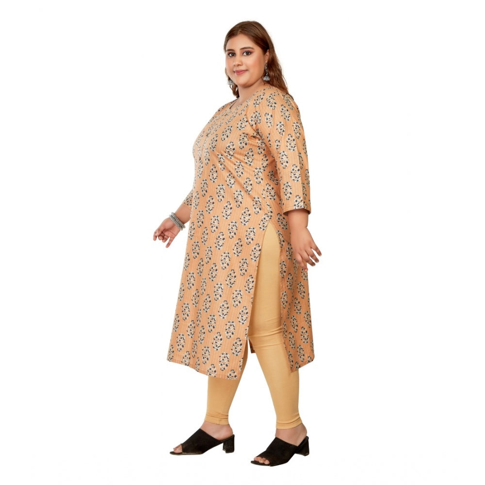 Casual 3/4th Sleeve Golden Foil Printed Pure Cotton Straight Kurti