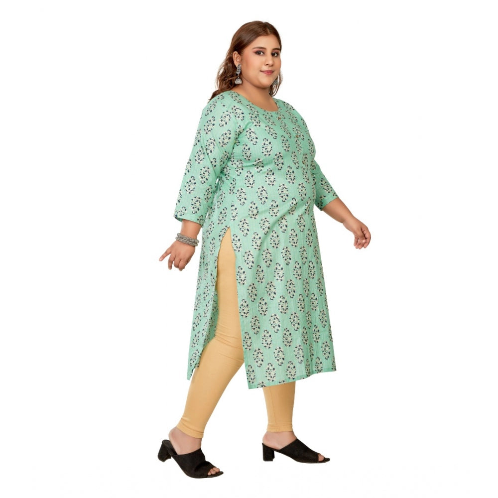 Casual 3/4th Sleeve Golden Foil Printed Pure Cotton Straight Kurti