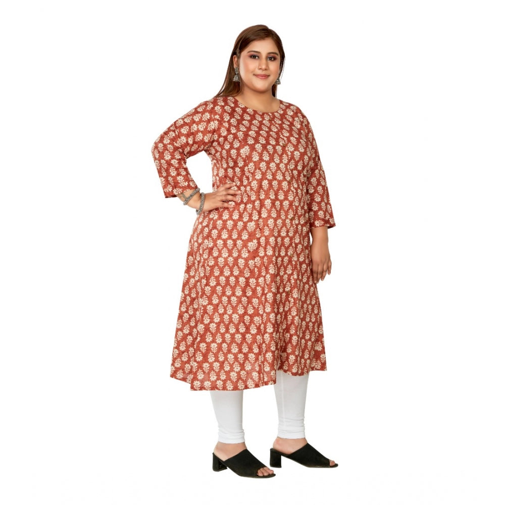 Casual 3/4th Sleeve Printed Pure Cotton Prince Cut A-Line Kurti