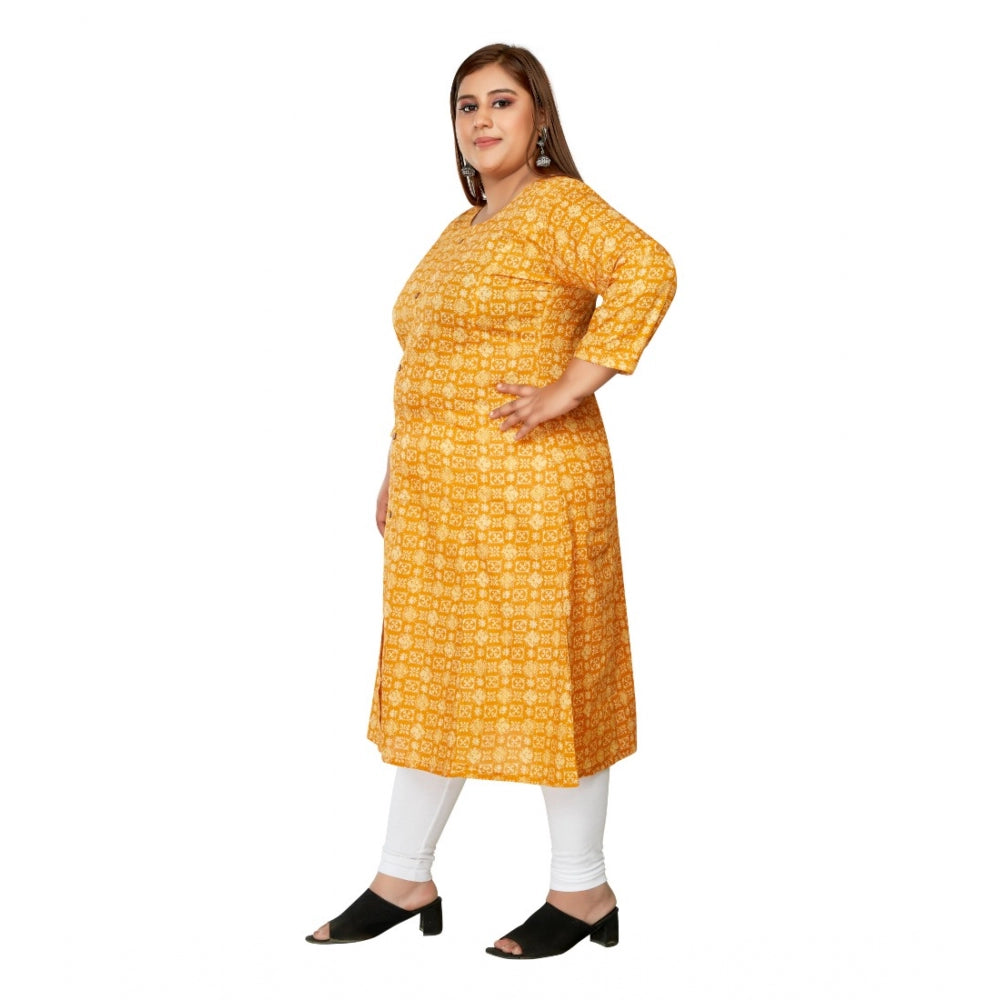 Casual 3/4th Sleeve Regular Printed Pure Cotton Prince Cut A-Line Kurti