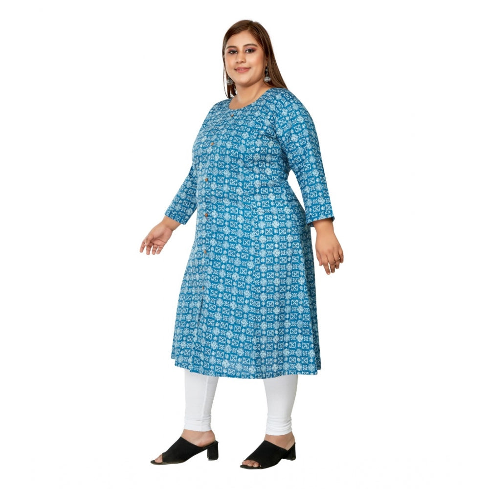 Casual 3/4th Sleeve Regular Printed Pure Cotton Prince Cut A-Line Kurti